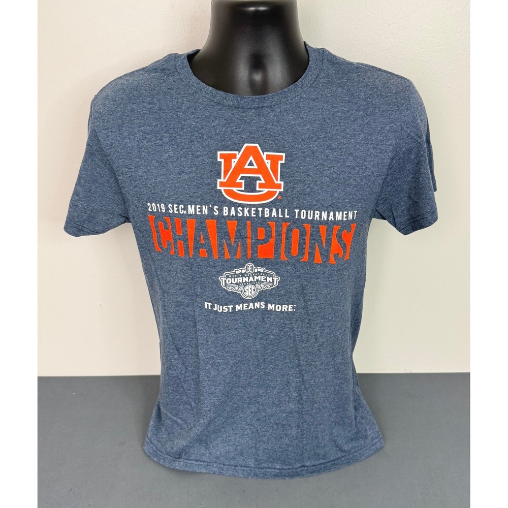 The Victory Men's AU 2019 Basketball Champions Short Sleeve T-Shirt Blue Small
